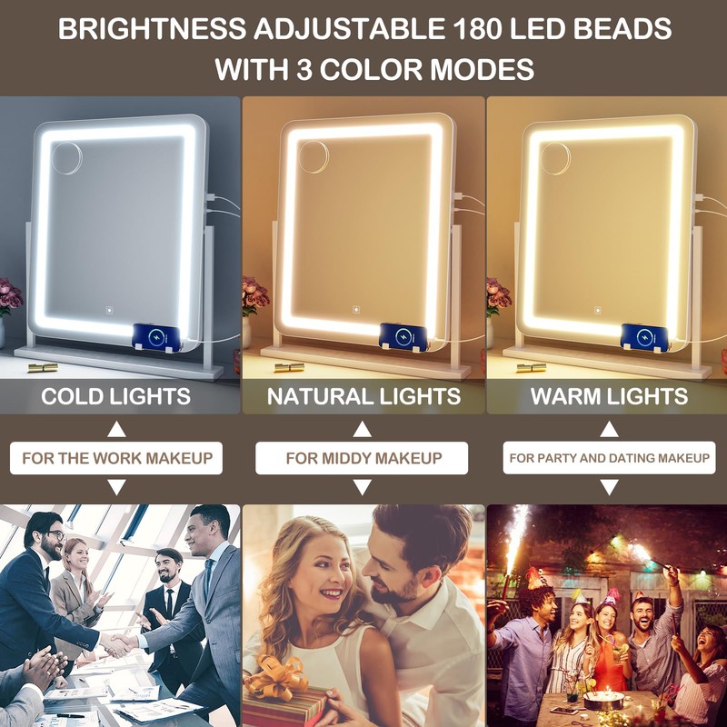 Gvnkvn Lighted Makeup Mirror, Hollywood Vanity Mirror with Lights, Three