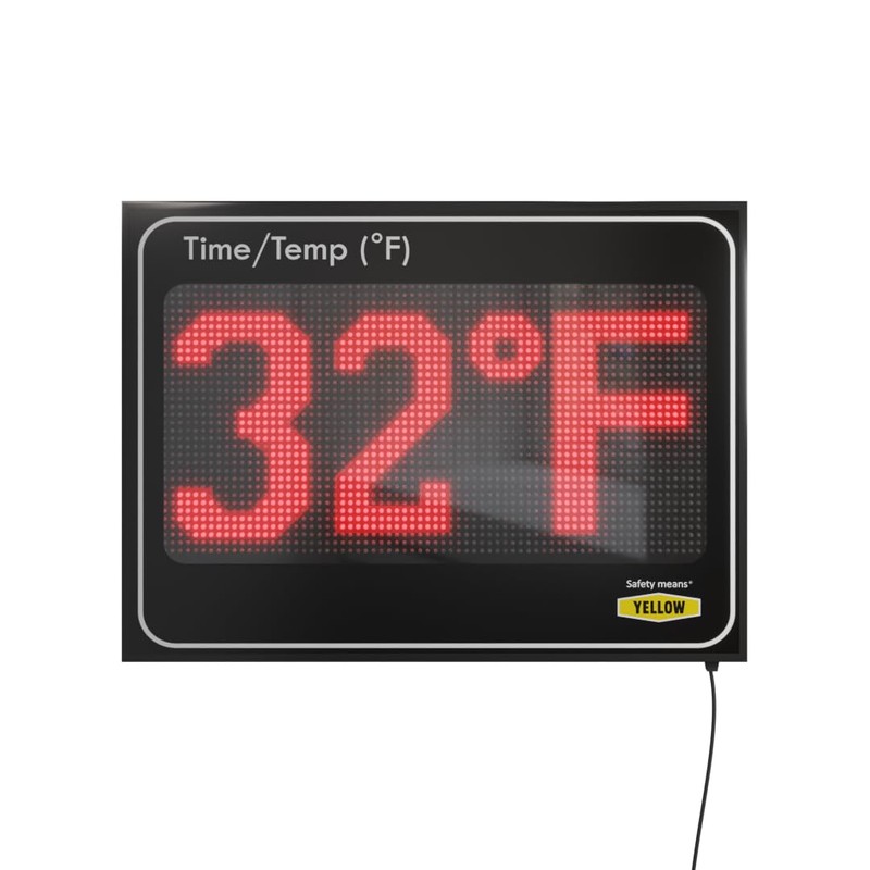 Yellow Safety®, Combo: Large Digital Time and Temperature Electric Sign,11"x15",