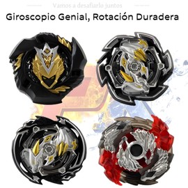 HITHOTMMA Burst Gyros, 4 en 1 Juguete de peonza de Batalla,con Lanzador, Juguetes de los Niños, Regalo De Cumpleaños (Negro Rojo)