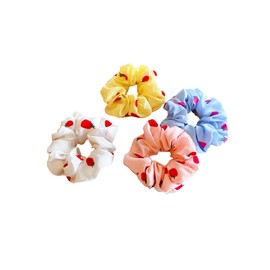 Strawberry Hair Bow Clip Pin Girls Fruit Hair Barrettes Strawberry Ribbon Bow BBG24 (Hair Scrunchies-4 Pcs)