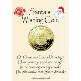 Christmas Eve Box Santa Wish Coin, Stocking Filler Keepsake, 40mm (1.57 inches), Metal, North Pole Themed