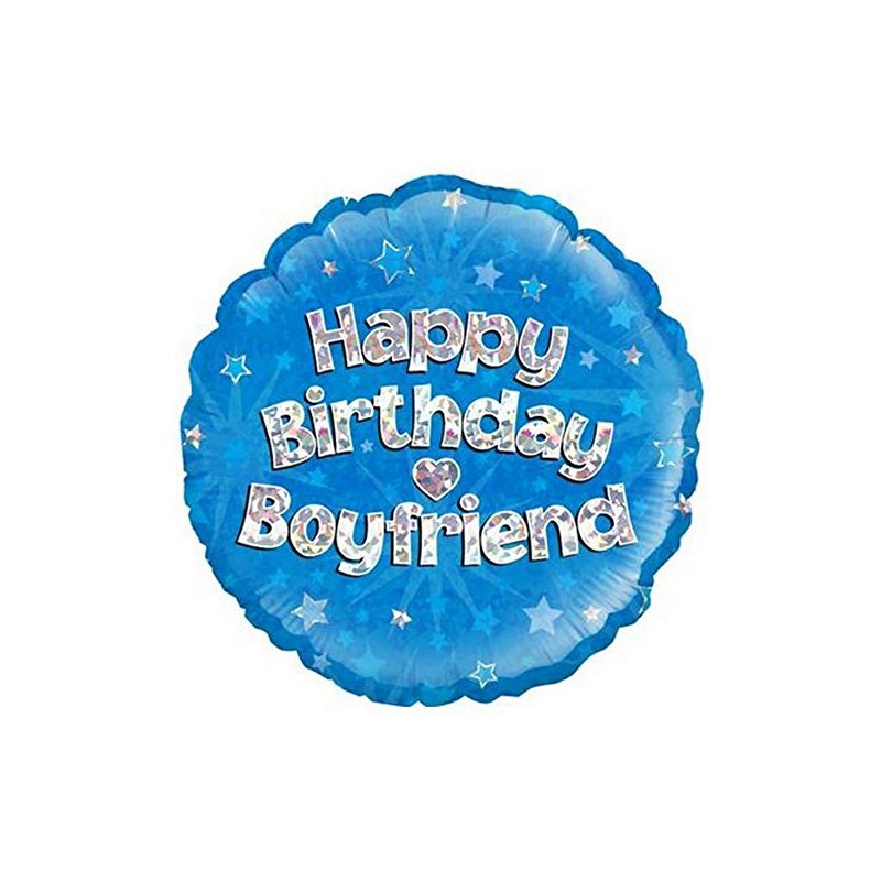 OAKTREE UK 229073 Oaktree 18" Happy Birthday Boyfriend Blue Holographic