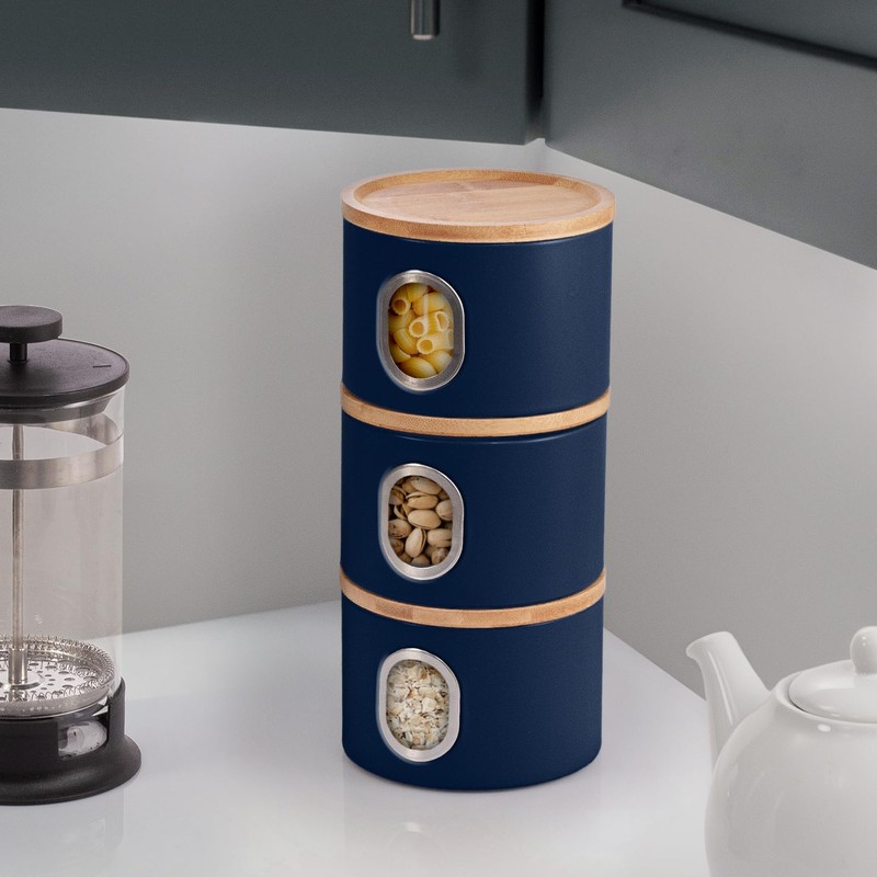 EHC Set of 3 Kitchen Storage Canisters for Tea, Coffee,