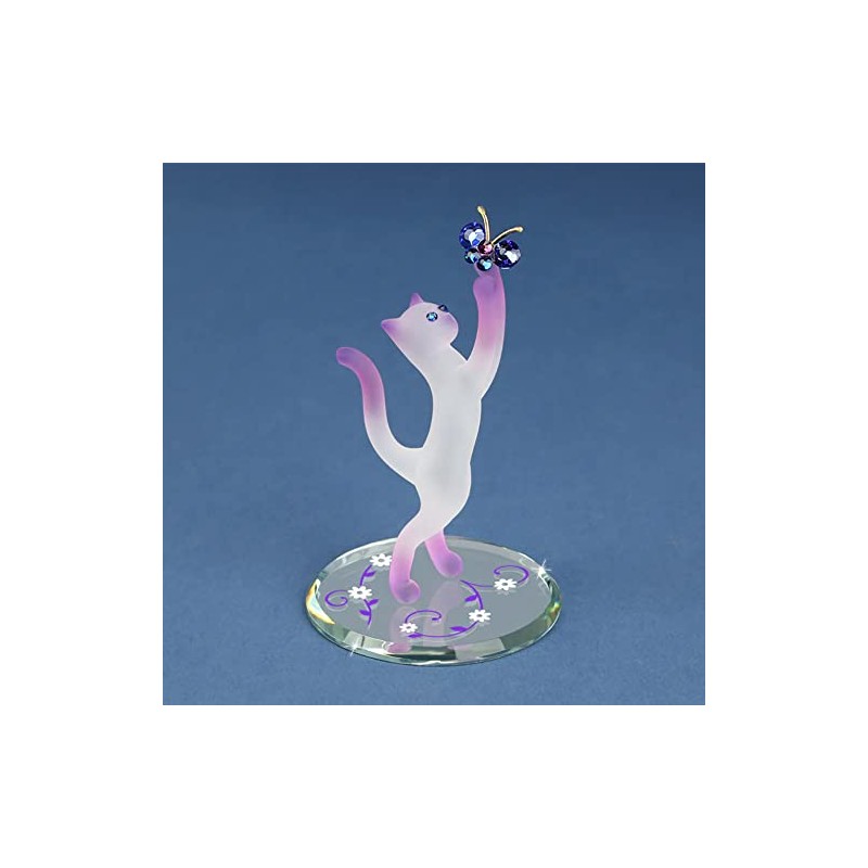 Glass Baron Princess Cat with Butterfly Figurine