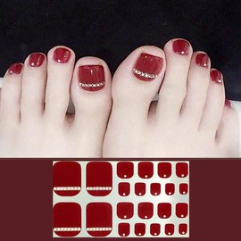 HIVOGUE Nail Seal, For Feet, Manicure Membrane Included, Long Lasting, Odorless, Waterproof, Just Stick, Short Nail, Office Nail, Easy, Glitter, Cute, Simple, Women, Present, Tool Included (H054 (3