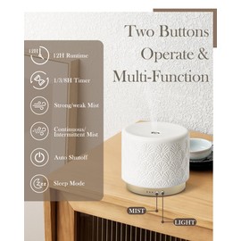 Onaboviva 280ml Essential Oil Diffuser – Ceramic Fragrance Diffusers for Essential Oil, Ultrasonic Cool Mist Aromatherapy Diffuser with Auto Shut-Off,Ideal for Home, Office, SPA, Yoga & Bedroom