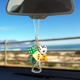 Car Rear View Mirror Dice Hanging Ornament,Retro Car Mirror Hanging,Funny Auto Rear View Mirror Accessories Decoration,Car Dashboard Accessories (Green)
