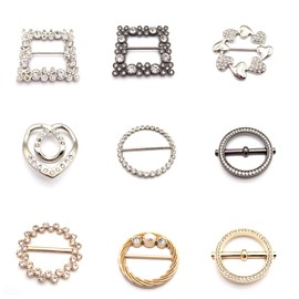 9 Pieces Rhinestone T-Shirt Clip Metal Corner Knotted Buttons Buckles Fashion Scarves Ties Fixing Clip Clothing Accessories