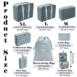 Packing Cubes, Lightweight Travel Luggage Organizers with Shoe Bag, Toiletry Bag & Laundry Bag (Beige) (Pewter Color, 8PCS)