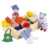 Biegepuppen Mausens Klamottenkiste, nachhaltige Holzfiguren, Holzpuppen für Kinder, beweglich robustes