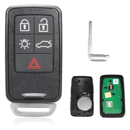 Lizbn 5 Buttons Remote Control Key Fob Cover For Volvo V40 V60 V70 S60 S80 XC60 XC70 Smart Remote Key Fob with Uncut Blade FCCID:KR55WK49264 433MHz ID46 Chip