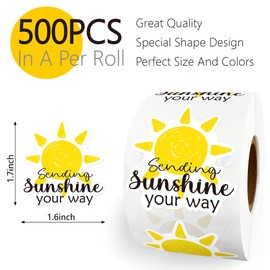 500pcs Sending Sunshine Your Way Stickers, Sun Stickers Roll, Cute Happy Mail Envelopes Seals, Small Business Boutique Handmade Packaging Labels
