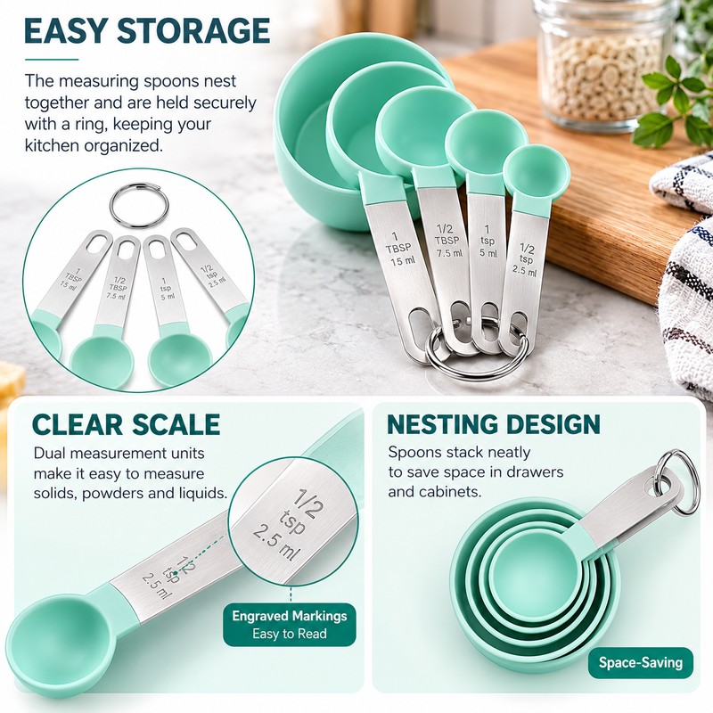 8-Piece Measuring Cups & Spoons Set for Cooking – Stackable