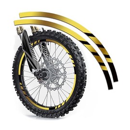 Generic Motorcycle Rim Stickers Front Rear Wheel Decals Stripes for Dirt Bike Supermoto (Gold Black, 21'' x 18''), RIM24RB02