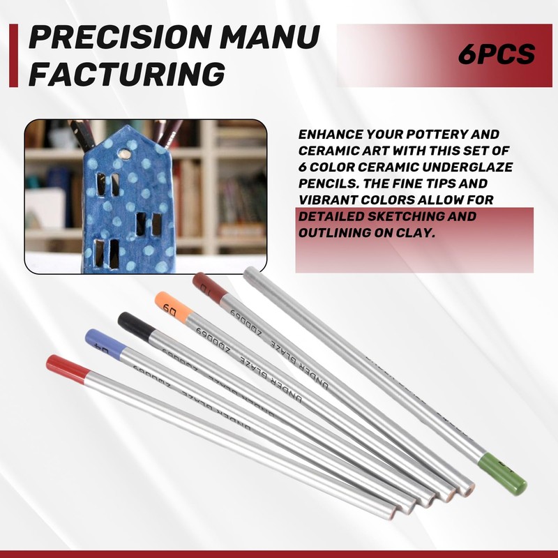 AILIMIAO Pack of 6 Underglaze Pens for Ceramic for Decorating