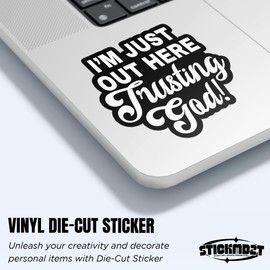 Im Just Out Here Trusting God Patch Christian Motivational Bible Faith Jesus Waterproof Die-Cut Vinyl Stickers for Water Bottle Laptop Hard Hat Kindle Sticker Decal Decor Gifts