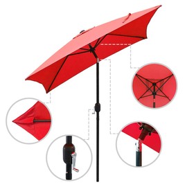 ABBLE Outdoor Patio Umbrella 6.5 Ft Square with Tilt and Crank, Weather Resistant, UV Protective Umbrella, Durable, 6 Sturdy Steel Ribs, Market Outdoor Table Umbrella, Red