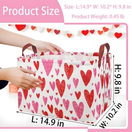BOOHIT Pink Large Easter Basket for Kids Heart Shaped Storage Bin for Gifts Empty Toy Organizer Decor (Red Pink Love)
