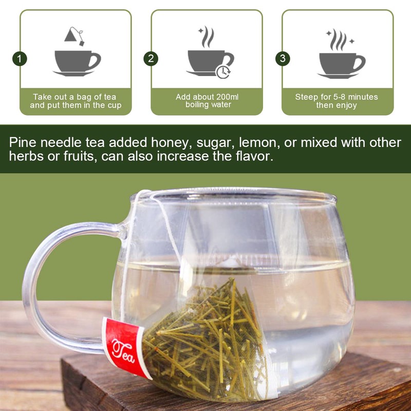 Organic Pine Needle Tea Bags - 100% Pure Natural Dried