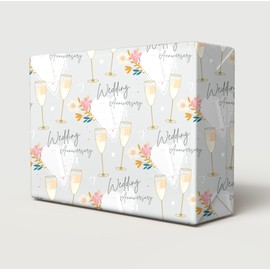 2 Sheets 2 Tags 1st Wedding Anniversary Wrapping Paper Beautiful Classy And Elegant Flowers Champagne Glasses Design First Paper Wedding Anniversary Giftwrap