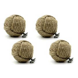 5MoonSun5's Handmade Jute Rope Door Knobs/Rope Knot Drawer Pulls and Knobs/Pull and Push Handle Knobs for Cabinets, Wardrobes & Cupboards/Nautical Hardware Decor, 36 mm (Pack of 4)