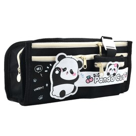 MUNSKT Kawaii Panda Pencil Case, Elegant Pencil Case, Large Capacity Pencil Case, Black, One Size, The Modern Wind (Black)