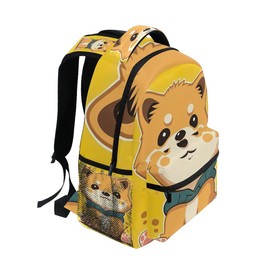 Kigai Cute Corgi Student Backpack With Name Tag Casual Daypacks Outdoor Sports Rucksack School Shoulder Bag for Boys Girls-11.4x6.9x16in