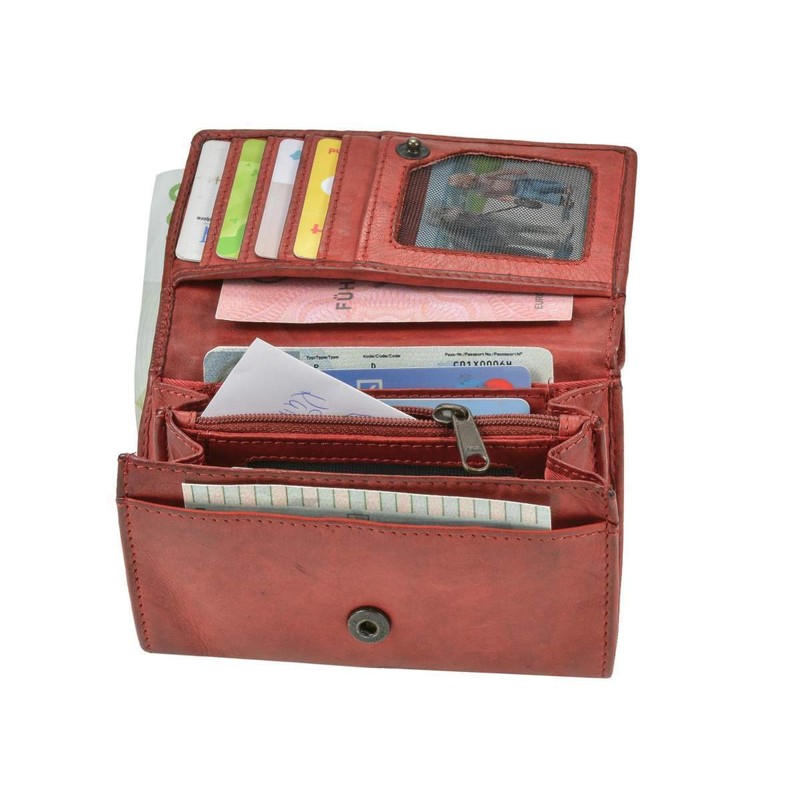 Bear Design Women's Wallet Leather 9 Card Slots Red, red,