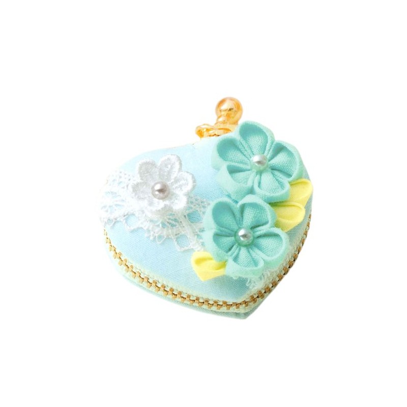 panami つまみ細工 ハート型マカロンコインケース ミントブルー 製作キット CO-28