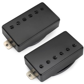 Musiclily Pro LP-CMHA Alnico 5 Covered Humbucker Pickup Neck Bridge Pickups Set 7.5K/16K for LP Style Electric Guitar, Black