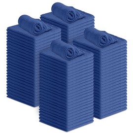 Linteum Textile Shop Towels Multipurpose Cleaning Rags - Blue (Pack of 50) 12"x14" - 100% Cotton Shop Rags - Super Absorbent Cleaning Cloths for Automobiles, Mechanic, Garage, Industries & Home