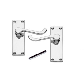 Golden Grace 1 Pair of Victorian Scroll Polished Chrome Lever Latch Door Handles 120mm Long