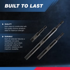 NEIKO 11403A Magnetic Bit Holder Set | 3 Pieces - 2-3/8, 4, and 6| Premium Cr-V Steel | 1/4" Hex Shank Design