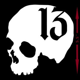 Exquisite Skull 13 Motorcycle Chopper Helmet White Vinyl Decal Sticker Fantasy & Mythology, Biker, Motorcycles, Skulls,Car, Window,Sportbike, SUV, Laptop, Bumper Die Cut | 5.5 inches