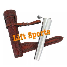 Lift Sports Saddle Hip Flask Stainless Steel Original Leather Case baton Fox Hunting Horse
