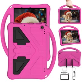 Simicoo Fire HD 10 11th 13th Generation 2021 2023 10.1 Kids Tablet case, Light EVA Foam Shockproof Rugged Kids case with Kickstand Handle Holder Kid-Proof Case for for Kids boy Girl Gift (Rose)