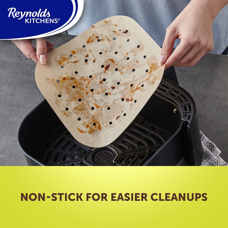 Reynolds Kitchens Air Fryer Liners 9'', 200 pcs Unbleached Parchment