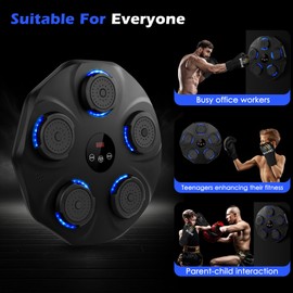 2024 Upgrade Wall Boxing Punching Pad with Gloves,Music Electronic LED Smart Boxing Workout Machine for Adults,Ideal Fitness Equipment for Home and Gym(Matte Black)