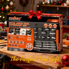 HORUSDY 20-Piece Socket Extension Bar Set, 1/4", 3/8" and 1/2" Drive Socket Extension Set, Universal Joint Socket, CR-V Steel