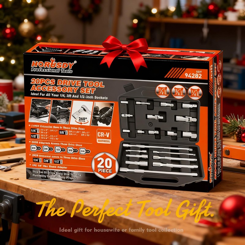 HORUSDY 20-Piece Socket Extension Bar Set, 1/4", 3/8" and 1/2"