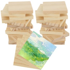 SHUESS 100 PCS 2 x 2 Wooden Squares for Crafts, Natural Blank Wood Square Blocks, 1/4 Inch Thick for Crafts, Wood Burning, Laser Engraving, and DIY