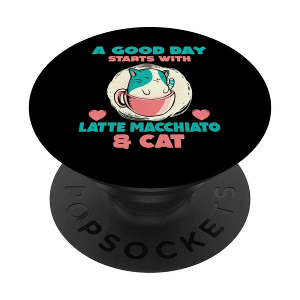 Funny Latte Macchiato And Cat Lover Coffee Cats PopSockets Swappable