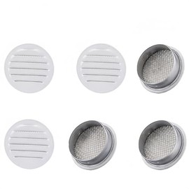 Round Aluminum Louver with Insect Screen, 2 Inches, White, 6-Pack