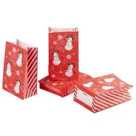 Christmas Party Favor Bags, Snowman Goodie Bag Set (Red, 36 Pack)
