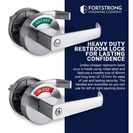 Fortstrong Commercial Door Handle - Durable and Certified for High Traffic Use + Bathroom Lock - Ideal for Commercial Bathroom Doors, Occupied Indicator, Privacy Lock