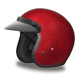 Daytona Cruiser Helmet - Red Metal Flake - Lightweight 3/4 Shell Motorcycle Helmet with Removable Gloss Black Bubble Visor Added - Bluetooth Compatible - S - 2.05 Pounds