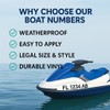 Boat Registration Numbers - 2 Custom Vinyl Decals with Boat