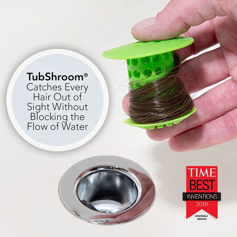 TubShroom Tub Hair Catcher Drain Protector, Fits 1.5"-1.75", Green