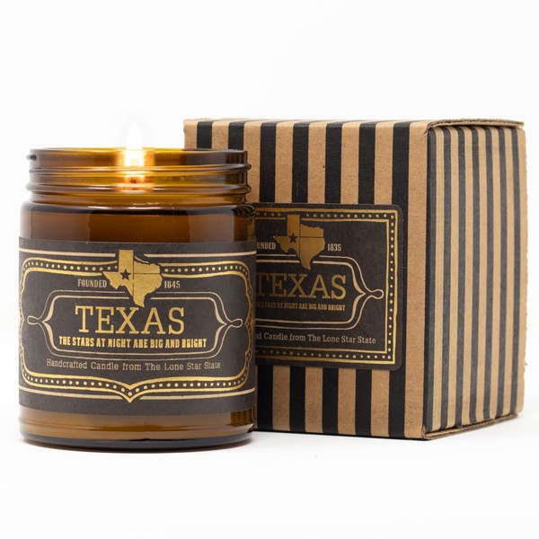 Jackson Vaughn Scented Texas Candle, Texas - Scents of Wild Sage, Vanilla, Campfire - 9oz Jar - 40 Hour Burn Time