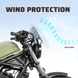 Motorcycle Windshield Deflector with Bracket Windscreen Fit for Rebel 500 CMX500 2018 2019 2020 2021 2022 2023 2024 2025 2026 Wind Shield Screen Visor Flyscreen, Smoke